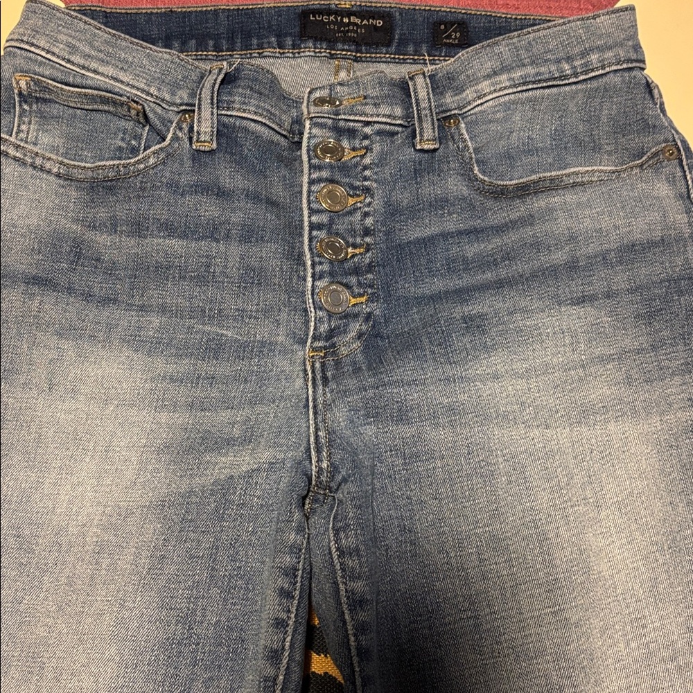 Lucky Brand Button Fly High Rise Bridgette Skinny Ankle Jeans